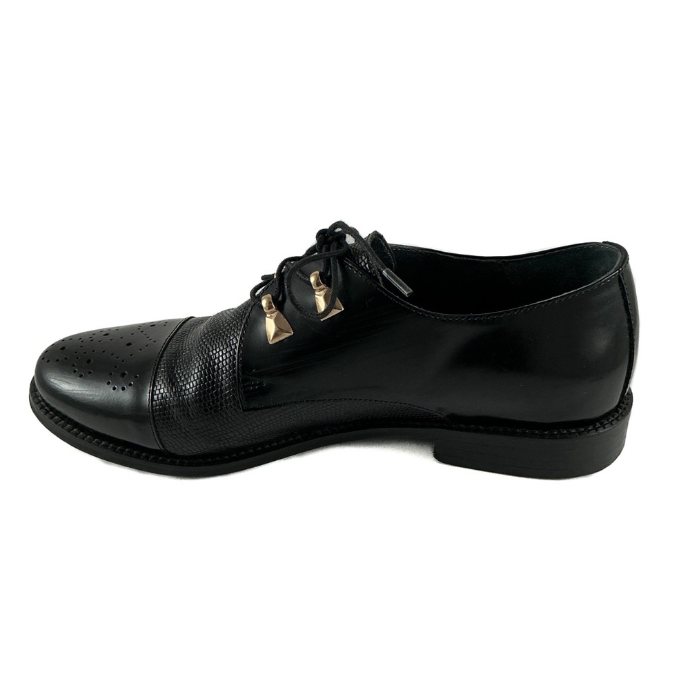 Jonak Paris Black Leather Studded Oxfords - Womens 38 (US 7–7.5) - Picture 7 of 10